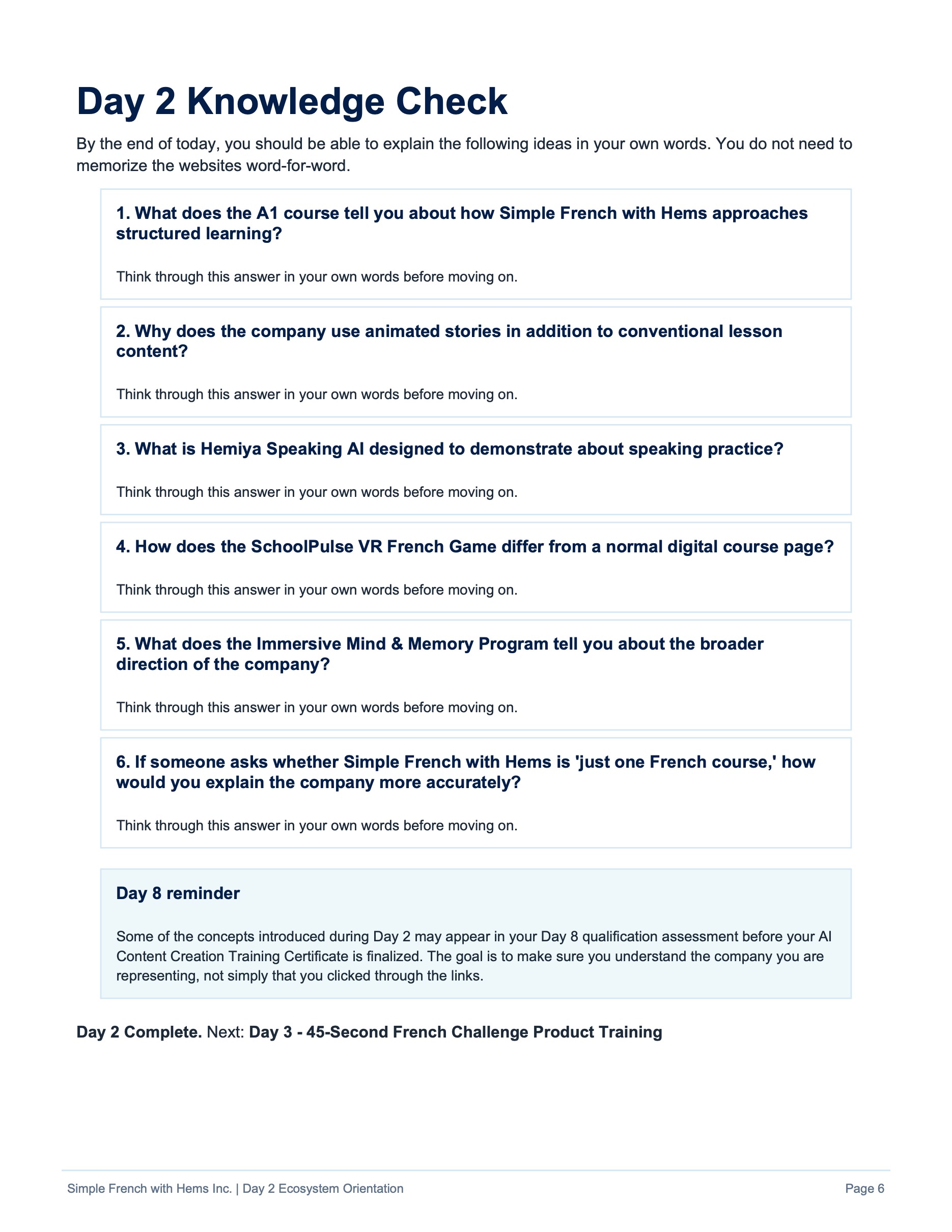 Day 2 original training page 6