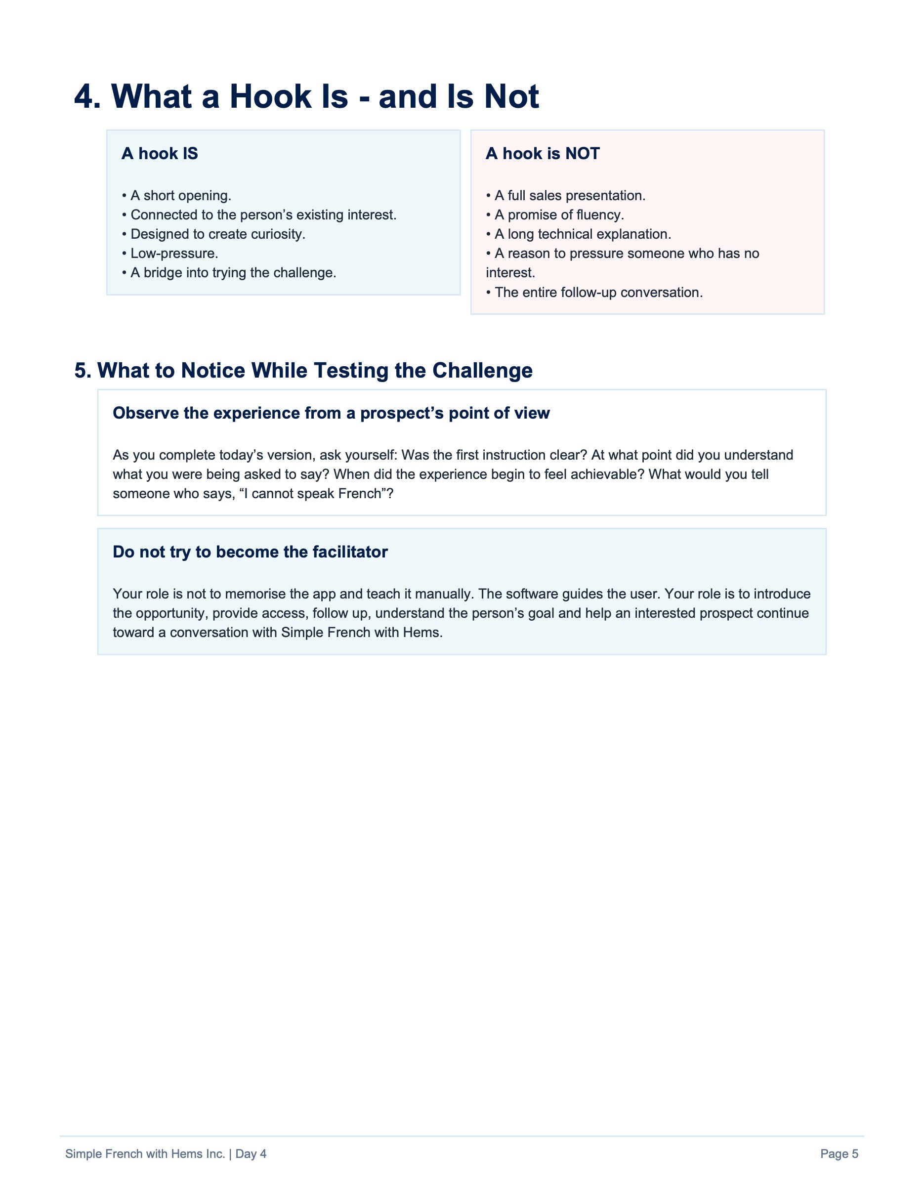 Day 4 original training page 5