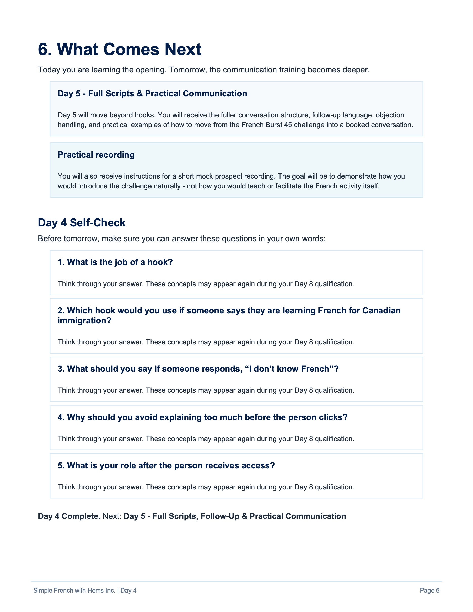 Day 4 original training page 6