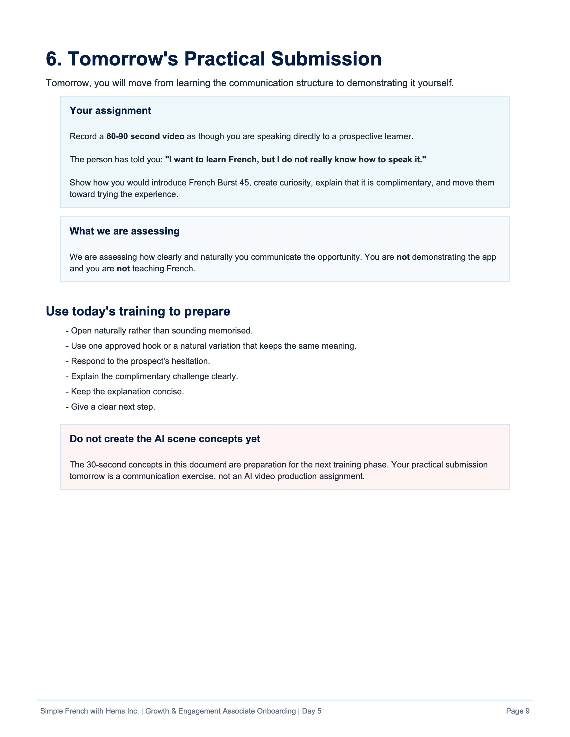 Day 5 original training page 9