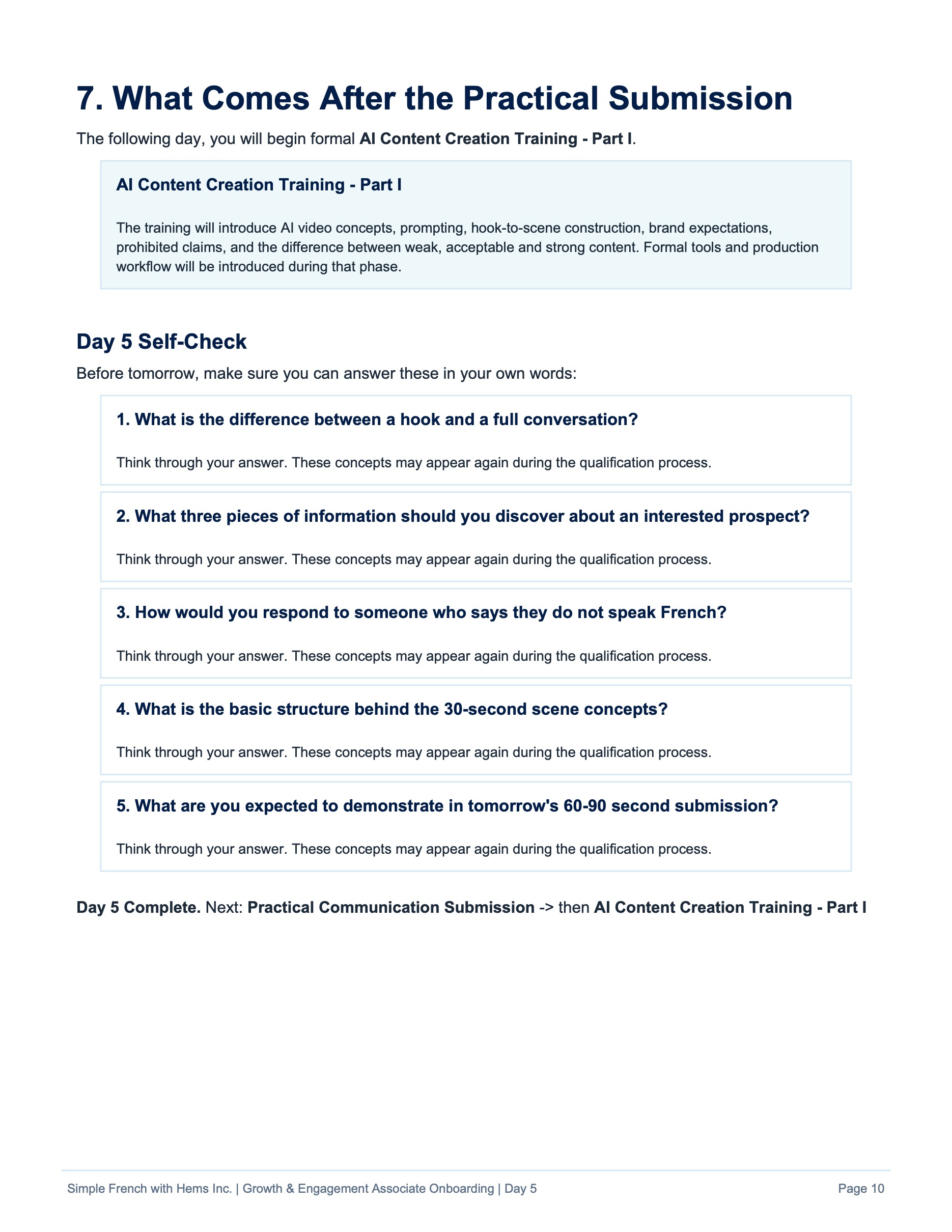 Day 5 original training page 10