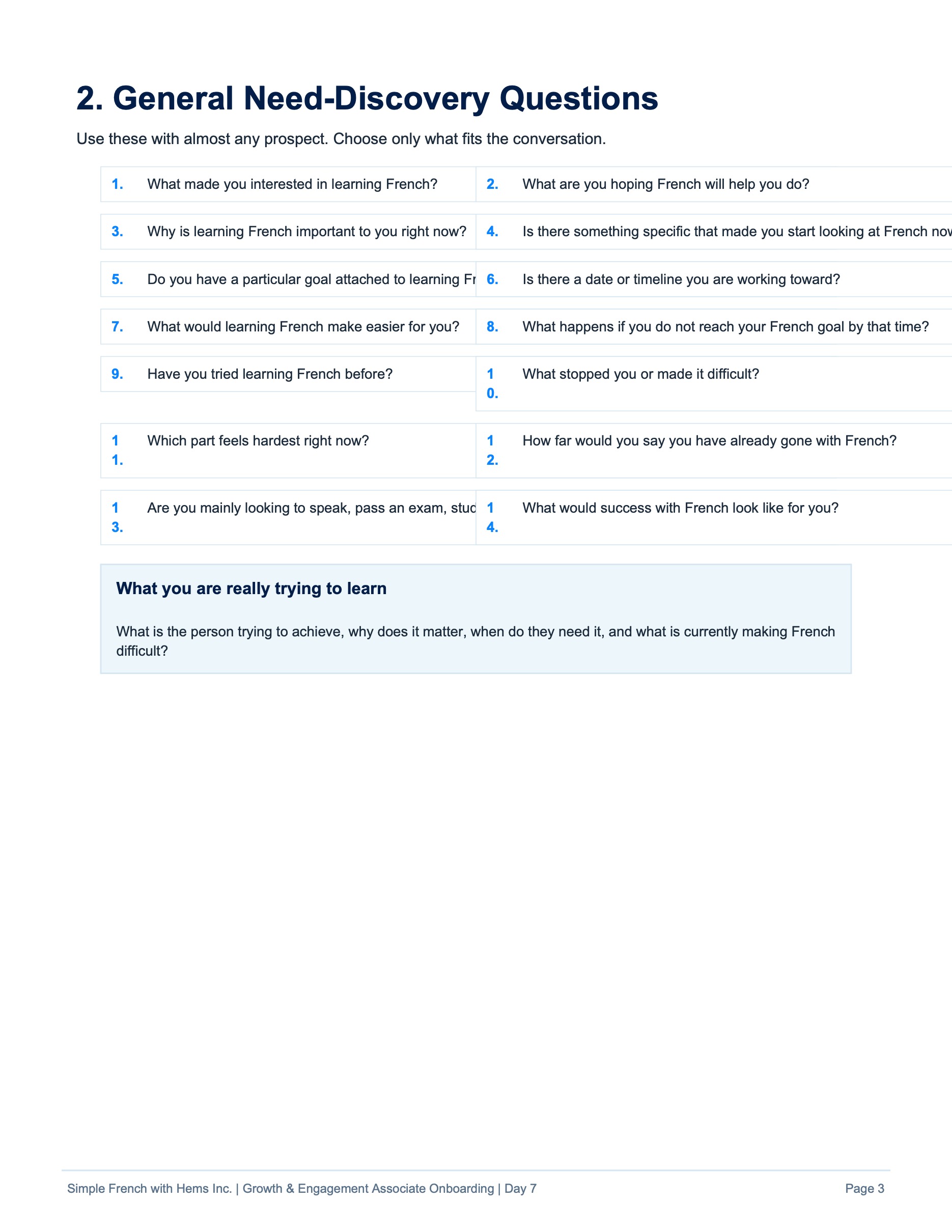 Day 7 original training page 3