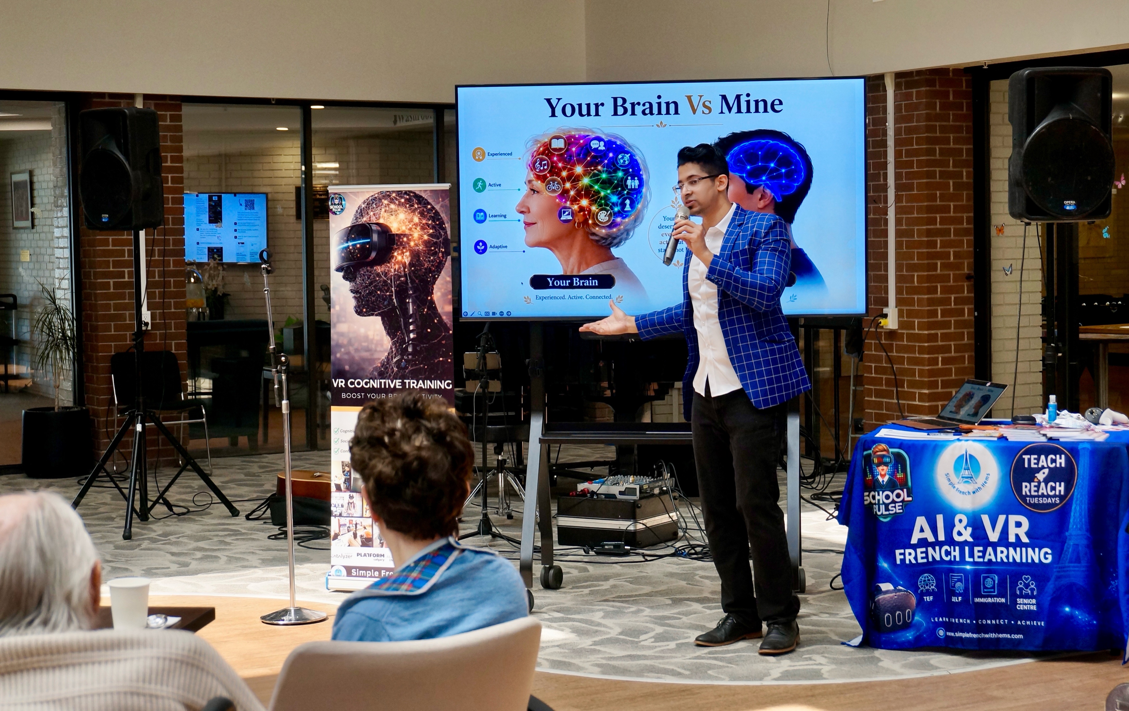 Live Immersive Mind & Memory Program (IMMP) pilot session with headset use and shared-screen participation