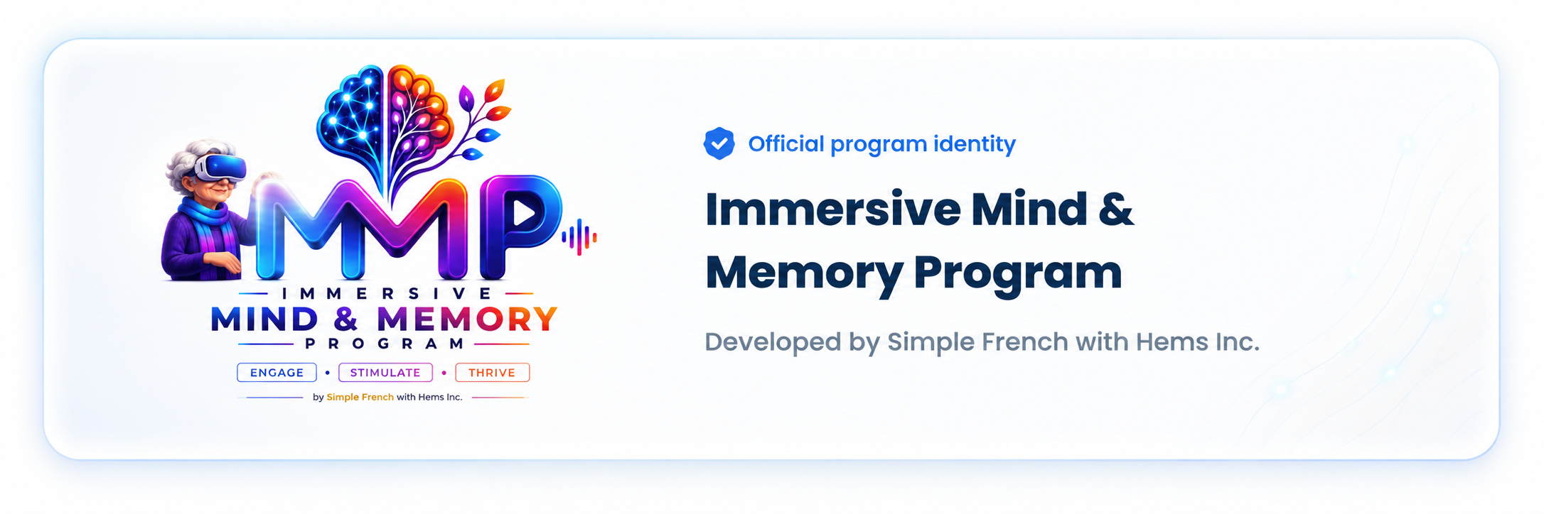 Official Immersive Mind and Memory Program logo by Simple French with Hems Inc.